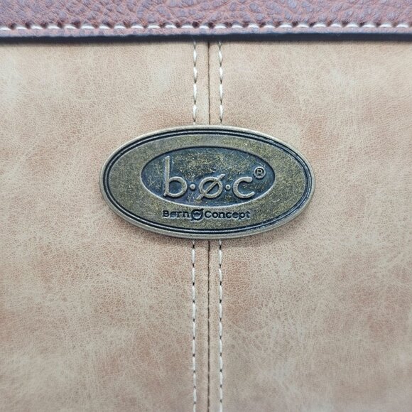 B.O.C Women's Olive & Brown Vinyl Shoulder Satchel Handbag Very Spacious Soft - Picture 9 of 15